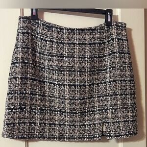 Francesca's Collections Black and White Tweed Mini Skirt